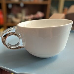 Elegant White Teacup with Clear Handle